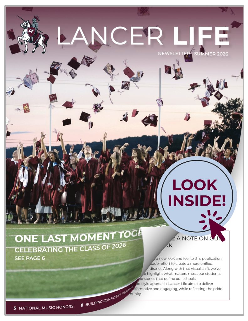 The Summer 2026 newsletter cover featuring the graduating class tossing their caps.