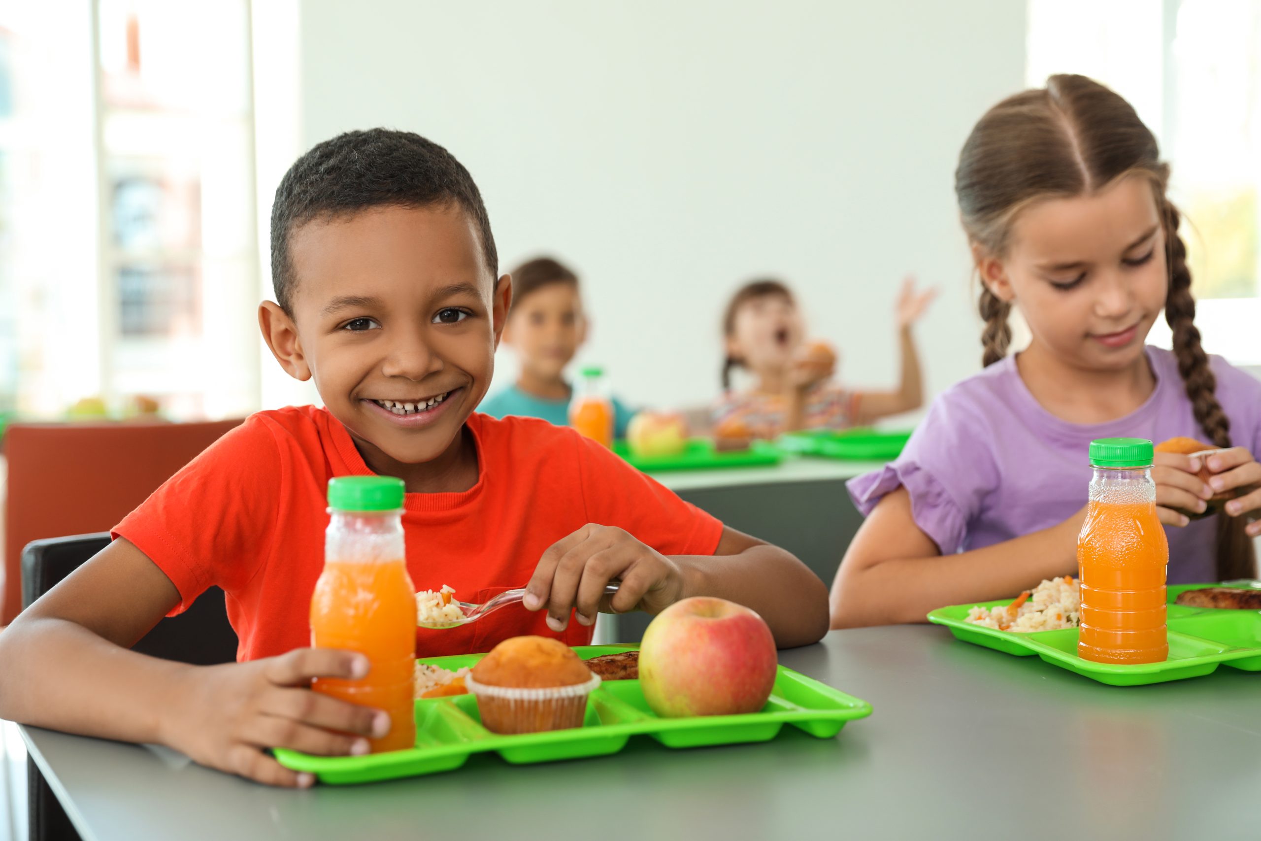 Students enjoying lunch